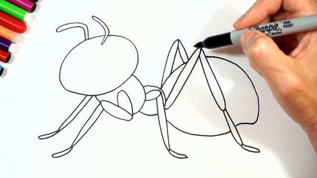 How to Draw an Ant. Как нарисовать муравья. Простой рисунок для срисовки. смотреть онлайн