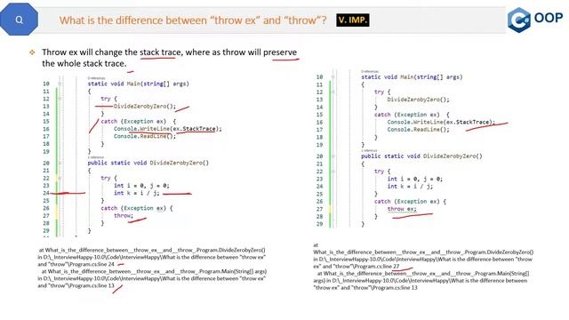 What is the difference between “throw ex” and “throw”? смотреть онлайн