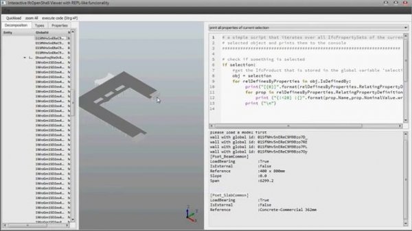 Interactive IfcOpenShell viewer with a scripting console