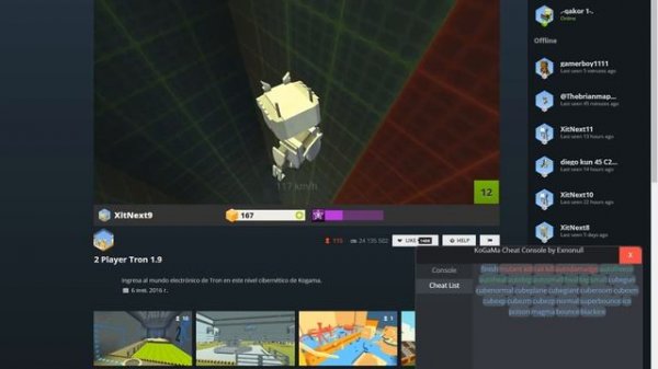 KoGaMa Cheat Console, child of JavaScript hacks