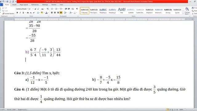 Đề Thi Giữa Học Kỳ 2 Toán 6, Trường THCS Huỳnh Văn Nghệ, Quận Bình Tân, TPHCM, Năm 2022-2023