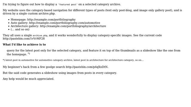 Wordpress: Query post for 'selected category' in archive.php смотреть онлайн