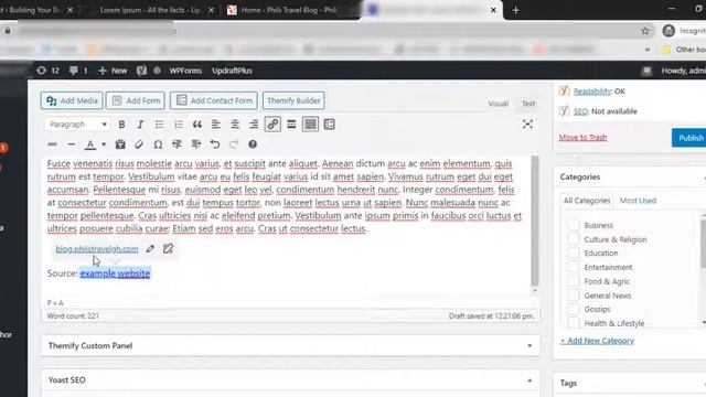 How to add a link to a blog post in a WordPress website смотреть онлайн