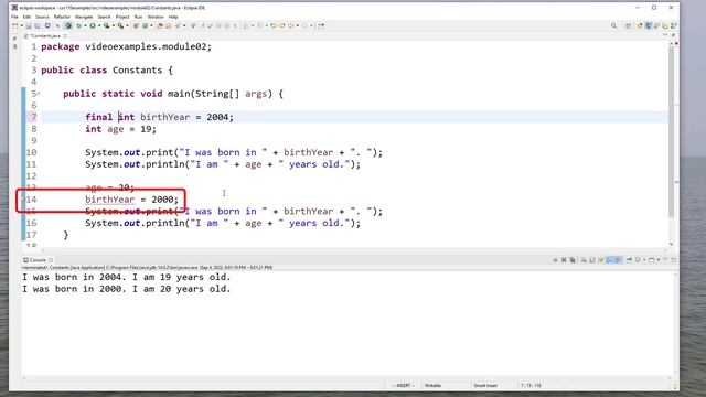 Constant Variables in Java - the "final" Keyword смотреть онлайн