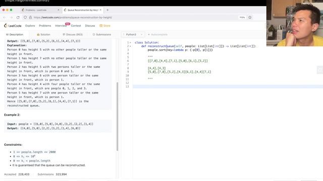 406. Queue Reconstruction by Height - Day 29/30 Leetcode June Challenge смотреть онлайн