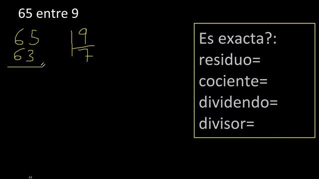 Dividir 65 entre 9 , residuo , es exacta o inexacta la division , cociente dividendo divisor ? смотреть онлайн