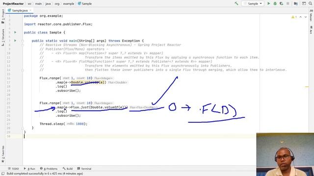 Reactive Streams - Non Blocking Asynchronous :: Reactor Publisher operators - map and flatMap смотреть онлайн