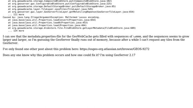 GIS: GeoServer Cluster - Malformed uxxxx encoding смотреть онлайн
