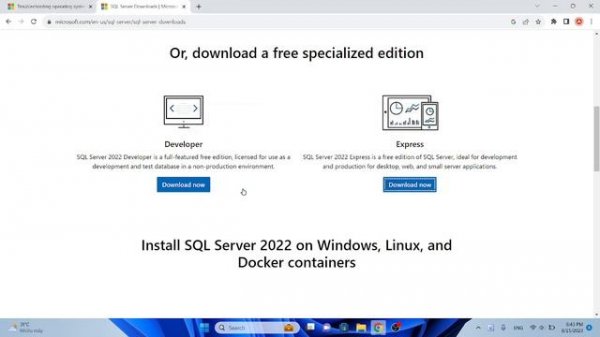 Install SQL Server 2022 Express for Win11 (fix error)