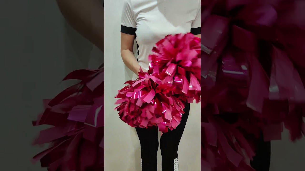 ПРМЕ120 СТАНДАРТ. Помпоны одинарные на ручке для черлидинга комбинированные. ЧЕРРИ-СПОРТ