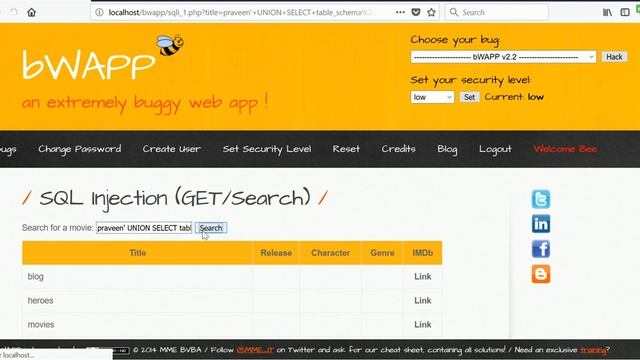 BWAPP SQL INJECTION (GET - SEARCH/SELECT) смотреть онлайн