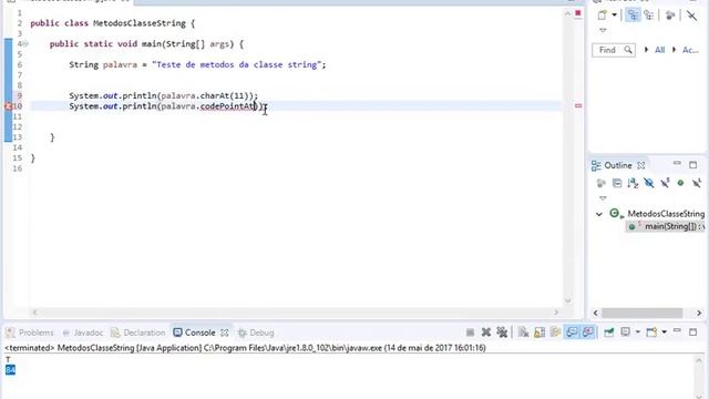 Usando Métodos da Classe String - charAt() e codePointAt() - JAVA смотреть онлайн