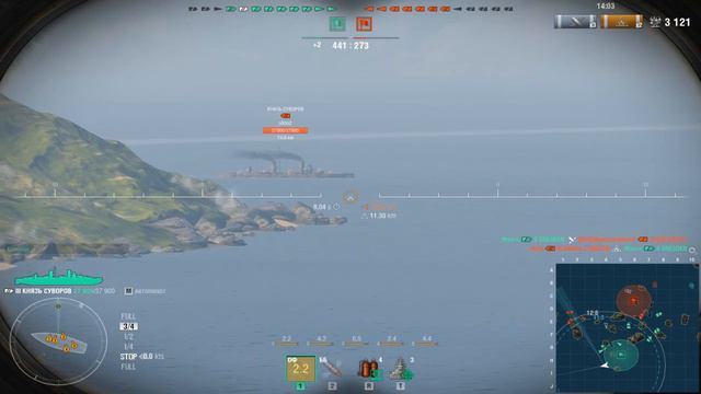 Линкор Князь Суворов.Морской бой-23.Игра World Of Warships смотреть онлайн