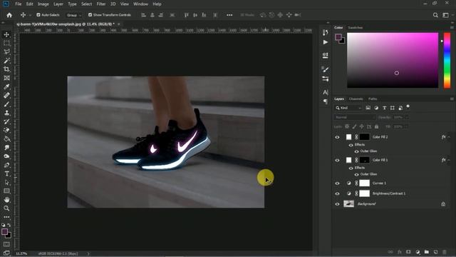Neon Effect In Photoshop | Glowing Shoes Effect Photoshop
