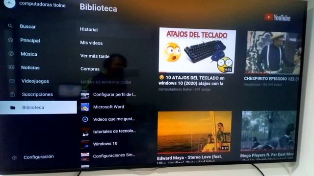 ? como ver el HISTORIAL de YouTube en el televisor Smart Tv / BIBLIOTECA DE YOUTUBE en Tv смотреть онлайн