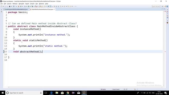 Core Java Interview Question - Can we declare Main Method inside Abstract class. смотреть онлайн