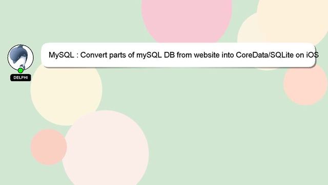 MySQL : Convert parts of mySQL DB from website into CoreData/SQLite on iOS смотреть онлайн