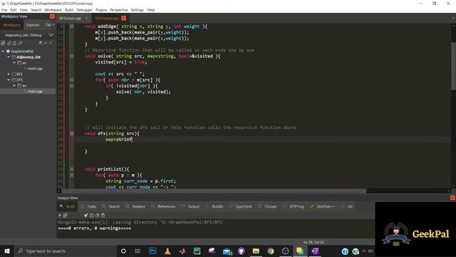 DFS Code | C++ | Depth First Search explained step by step смотреть онлайн