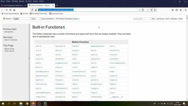 Python ~ Bölüm 5 6 Build in FunctionGömülü Fonksiyon Nedir смотреть онлайн