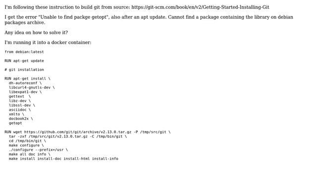 Building git from sources, missing getopt library on debian jessie смотреть онлайн