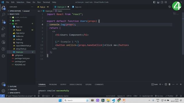 React Tutorial In Hindi #19: React Pass Function as Props | React JS Tutorial For Beginners | React смотреть онлайн