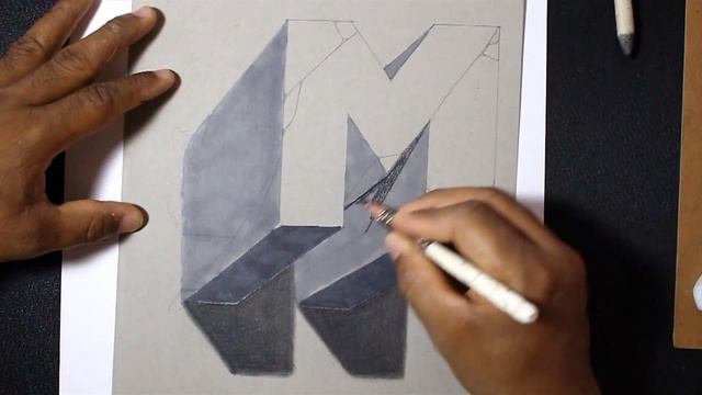 How to Draw Stone 3D Capital Letter M - 3D Trick Art смотреть онлайн
