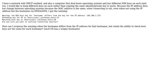 Preventing SSH RSA host key warnings for change of key vs IP address смотреть онлайн