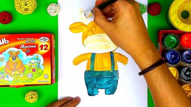 Как нарисовать БЫЧКА на Новый год - урок рисования красками смотреть онлайн