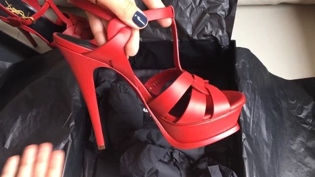 Nib Yves Saint Laurent Tribute Sandal Red Heels Strappy unboxing смотреть онлайн