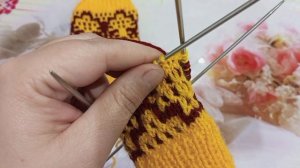 ??супер узор спицами для вязания носков, ленивый жаккард по кругу.