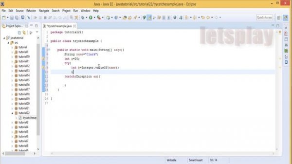 Video #22 - Java Tutorial  - Try Catch Example