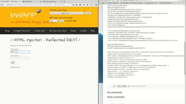 BWAPP - HTML Injection - Reflected (GET)