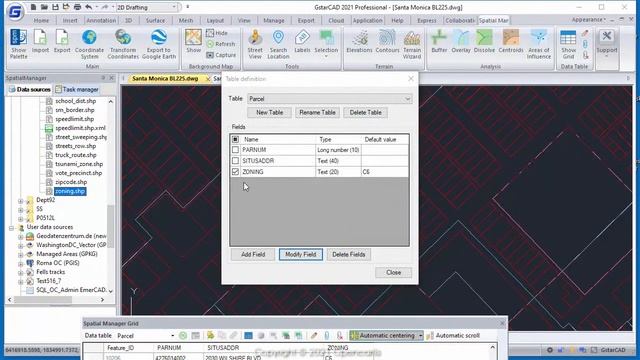 GstarCAD Spatial Manager How to use Fields default value смотреть онлайн