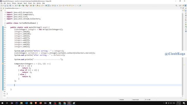 Java 8 - Tutorial - 08. Custom sorting with Comparator Interface & sorted method |#cloudraga смотреть онлайн