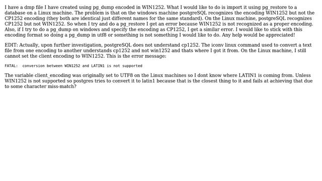 Databases: issues with encoding and pg_dump/restore between windows and linux (2 Solutions!!) смотреть онлайн