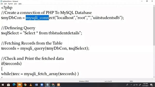 PHP To MySQL Database Running SQL Select Statement Part 2 смотреть онлайн