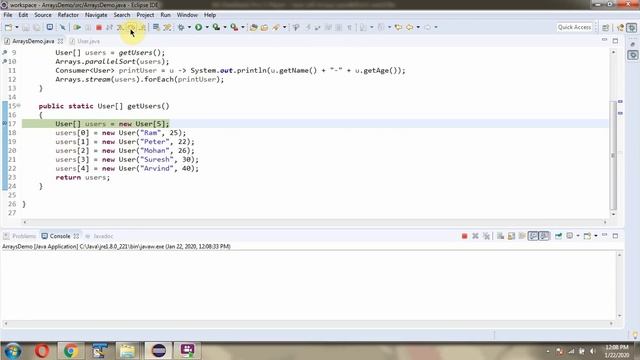 Sort the User array based on the name | How to use parallelSort(T[] a) method of Arrays Class? смотреть онлайн