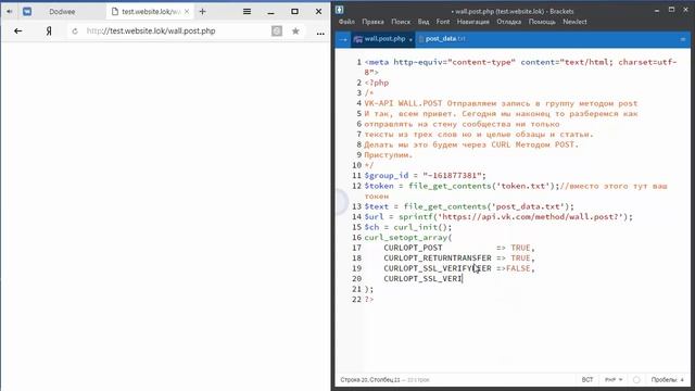VK API WALL.POST Отправляем запись в группу методом post смотреть онлайн