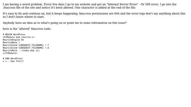 Wordpress: .htaccess and 500 error, extra character added (3 Solutions!!) смотреть онлайн
