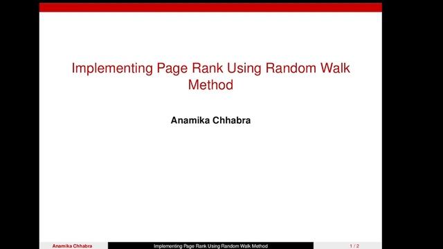 Implementing PageRank Using Random Walk Method -1 смотреть онлайн