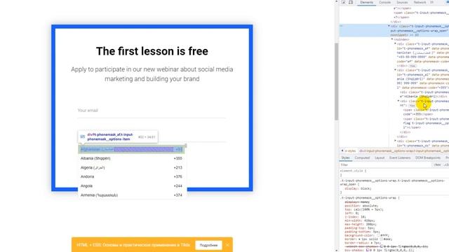 Как скрыть флаги в поле с телефоном и изменить положение кода страны смотреть онлайн