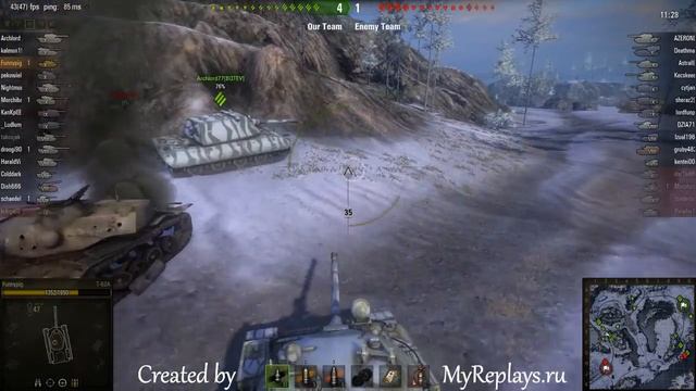 WOT: Arctic Region - T-62А - 3 frags смотреть онлайн