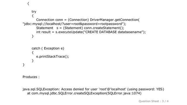 MySQL : Java.sql.SQLException: Access Denied For User 'root'@'localhost' (using Password: YES)