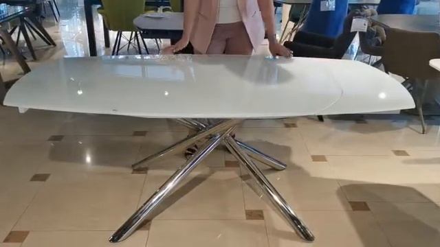 Стол кухонный раскладной стеклянный Белый смотреть онлайн