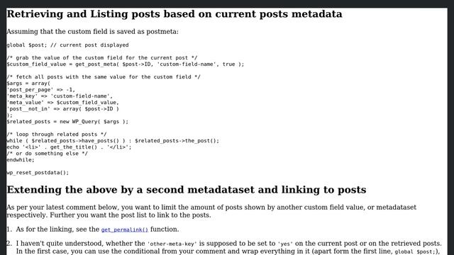 Wordpress: List posts with common custom field value смотреть онлайн