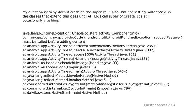 Android : requestFeature() must be called before adding content error on super.onCreate смотреть онлайн