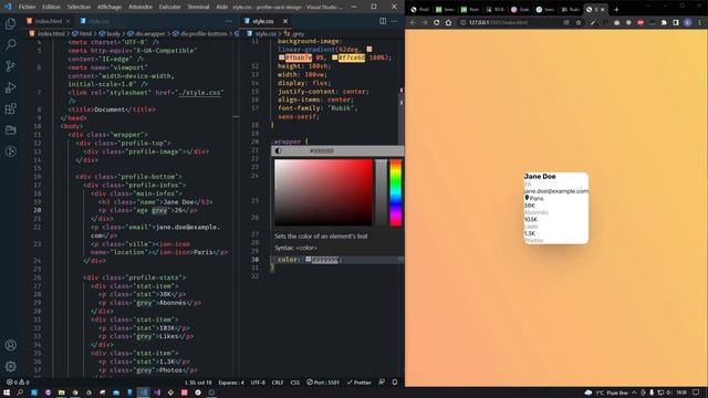 WEBDESIGN : CREER UNE CARTE DE PROFIL en HTML et CSS смотреть онлайн