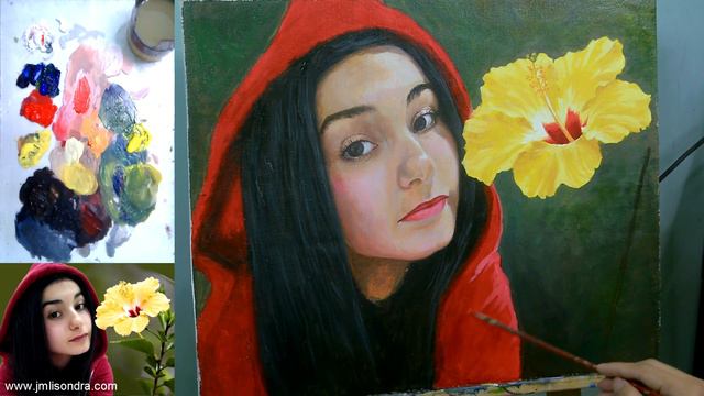 How to Paint Realistic Portrait with Hibiscus Flower in Acrylic | Part 2 of 2 смотреть онлайн