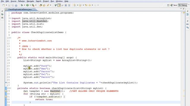 JAVA CHECK WHETHER LIST CONTAINS DUPLICATES DEMO смотреть онлайн
