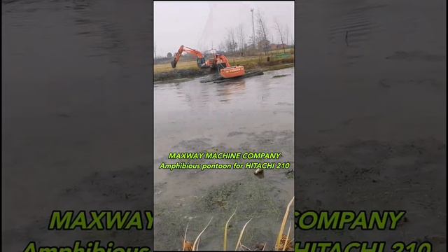 China best amphibious pontoons for HITACHI 210 excavator, heavy duty, big float, river dredging смотреть онлайн